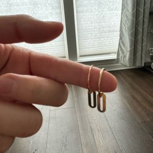 ❤️ FINAL SALE ❤️ 14k Yellow Gold Paperclip Drop Hoop Earrings